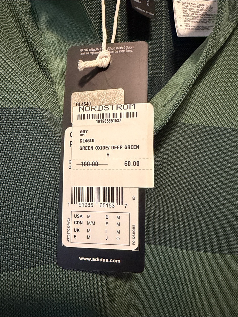 adidas Men's Dark Green & Olive golf Wide-Strip Polo size medium - Picture 2 of 6